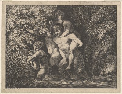 Rodzina Satyrów w drodze, XVIII wiek. autorstwa Salomon Gessner