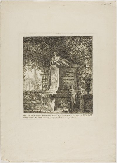Fontanna z kratą, frontispis z Paysages Dédiés à M. Warelet autorstwa Salomon Gessner