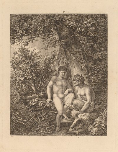 Dwóch satyrów w lesie autorstwa Salomon Gessner