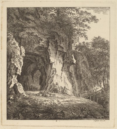 Dwóch pasterzy w skalistym krajobrazie, 1764. autorstwa Salomon Gessner
