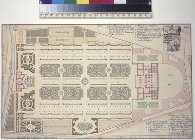 Cała strona: Pałac ogrodowy Liechtenstein - plan (rysunek piórkiem i tuszem) autorstwa Salomon Kleiner
