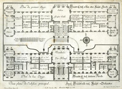 Plan parteru i głównego piętra zamku górnego autorstwa Salomon Kleiner