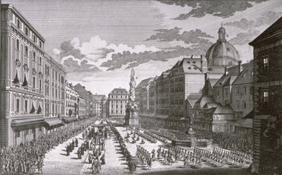 Widok procesji w Graben wyryty przez Georga-Daniela Heumanna (1691-1759) autorstwa Salomon Kleiner