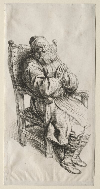 Modlący się starzec na krześle autorstwa Salomon Koninck