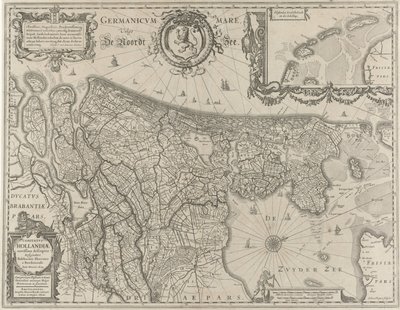 Mapa topograficzna Holandii Comitatus Hollandiae (tytuł na obiekcie) autorstwa Salomon Rogiers