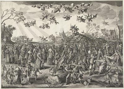 Małżeńska pułapka: Alegoria małżeństwa Obraz huwelyxa w kształcie fuyka (tytuł na obiekcie) autorstwa Salomon Savery (attributed to)
