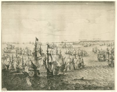 Bitwa pod Duinsami (lewa płyta), 1639 autorstwa Salomon Savery