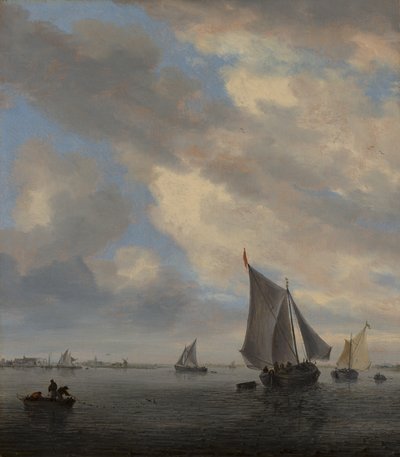 Widok jeziora z żaglowcami autorstwa Salomon van Ruysdael