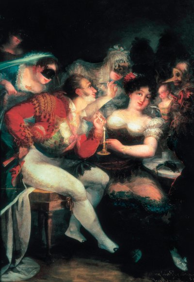 Kawiarenka podczas karnawału, detal, ok. godz. 1824-25 (olej na płótnie) autorstwa Salvador Mayol