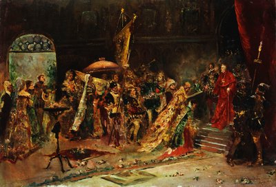 Prezentacja kardynałowi, 1877 autorstwa Salvador Sanchez Barbudo