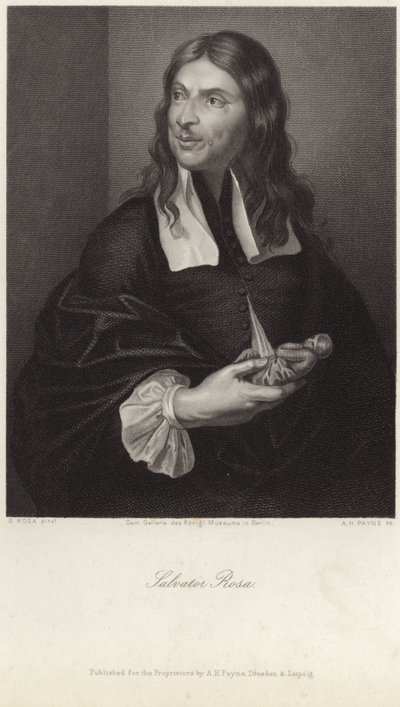 Portret Salvatora Rosy (rycina) autorstwa Salvator (after) Rosa