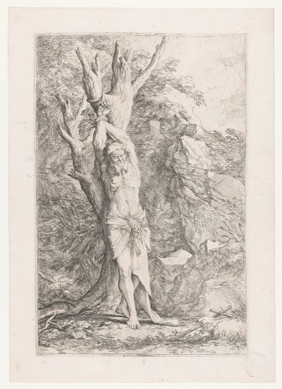 Albert przywiązany do drzewa autorstwa Salvator Rosa