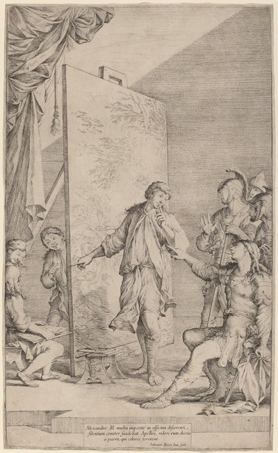 Aleksander w Pracowni Apelles autorstwa Salvator Rosa