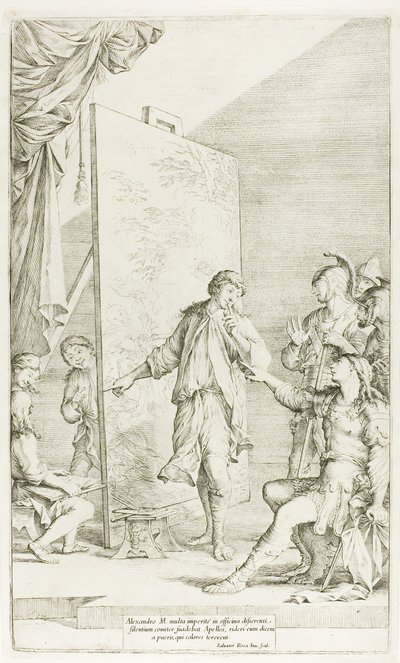 Aleksander w Pracowni Apelles autorstwa Salvator Rosa