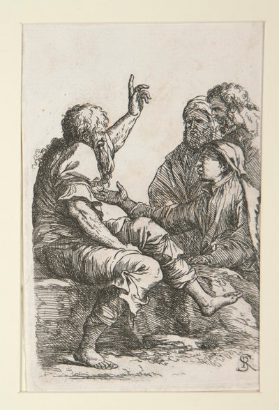 Staruszek rozmawiający z trzema mężczyznami autorstwa Salvator Rosa
