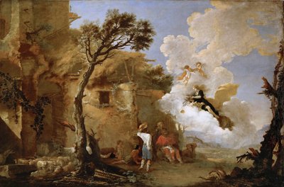 Astree (Astrape) quittant les bergers - Powrót Astraei, Rosa, Salvatore (1615-1673). Olej na płótnie, ok. 1640-1645. Wymiar : 139,5x209 cm. Muzeum Historii Sztuki, Wiedeń autorstwa Salvator Rosa