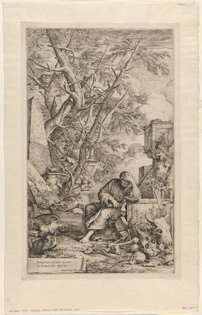 Demokryt w medytacji autorstwa Salvator Rosa