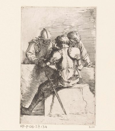 trzech żołnierzy Małe figurki (tytuł serii) Rysunek (tytuł serii) autorstwa Salvator Rosa