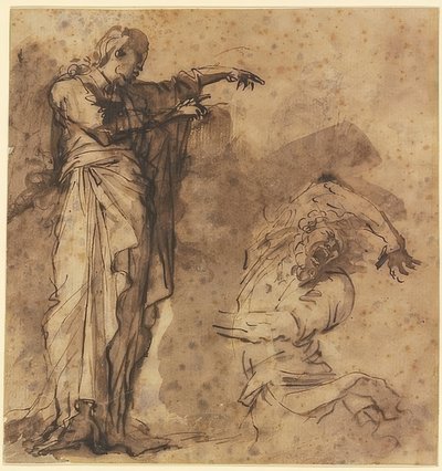 Projekt dla Chrystusa, który uzdrawia opętanego człowieka autorstwa Salvator Rosa
