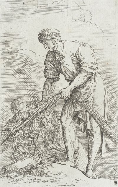 Figurka: Mężczyzna ciągnący sieć autorstwa Salvator Rosa