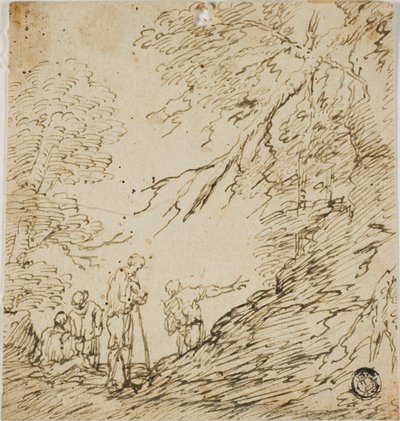 Czterech mężczyzn w lesie autorstwa Salvator Rosa