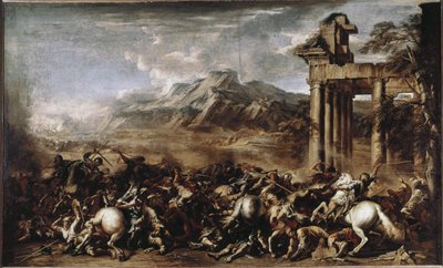 Heroiczna bitwa (olej na płótnie) autorstwa Salvator Rosa