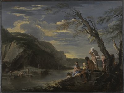 Krajobraz z kąpiących się, ok.1660 autorstwa Salvator Rosa