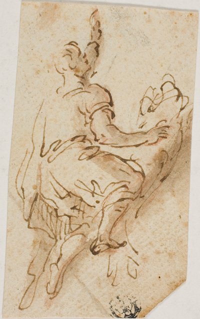 Człowiek dosiadający lwa autorstwa Salvator Rosa