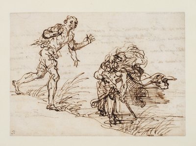 Merkury i nieuczciwy drwal (recto), ok. 1655-1659 (pióro i brązowy tusz na papierze) autorstwa Salvator Rosa