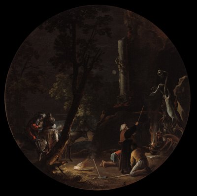 Sceny czarów: Noc, ok. 1645-49 (olej na płótnie) autorstwa Salvator Rosa