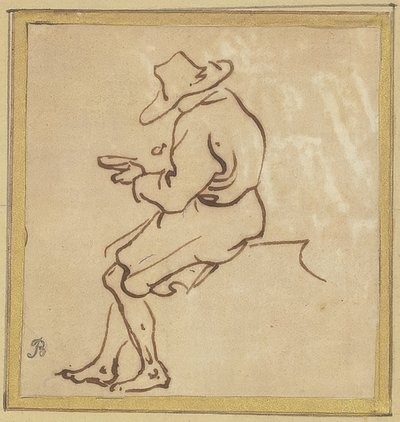 Siedzący mężczyzna z profilu po lewej stronie autorstwa Salvator Rosa