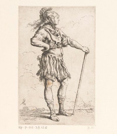 Żołnierz z kijem Małe figurki (tytuł serii) Figurka (tytuł serii) autorstwa Salvator Rosa