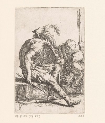 Czterech żołnierzy Małe figurki (tytuł serii) Rysunek (tytuł serii) autorstwa Salvator Rosa