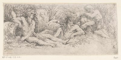 Pięciu bogów rzecznych z urnami Trytony i bogowie rzeki (tytuł serii) autorstwa Salvator Rosa