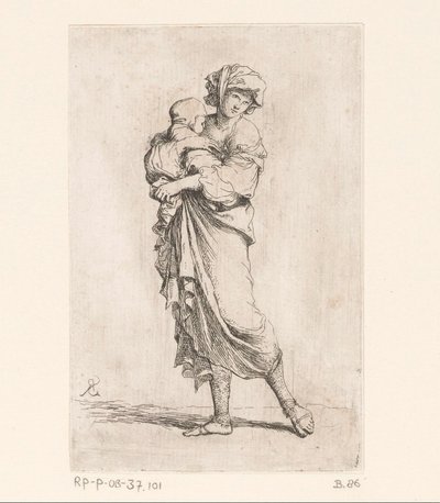 Kobieta z dzieckiem Małe figurki (tytuł serii) Figurka (tytuł serii) autorstwa Salvator Rosa