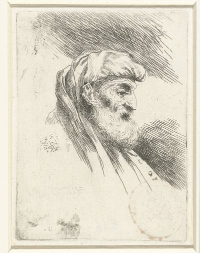 Głowa starca z brodą Małe studium głów z orientalnym nakryciem głowy (tytuł serii) autorstwa Salvatore Castiglione (signed by artist)