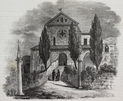 Opactwo Casamari, Veroli, Lazio, Włochy, litografia Salvatore Puglia z Poliorama Pittoresco, n 47, 1 lipca autorstwa Salvatore Puglia
