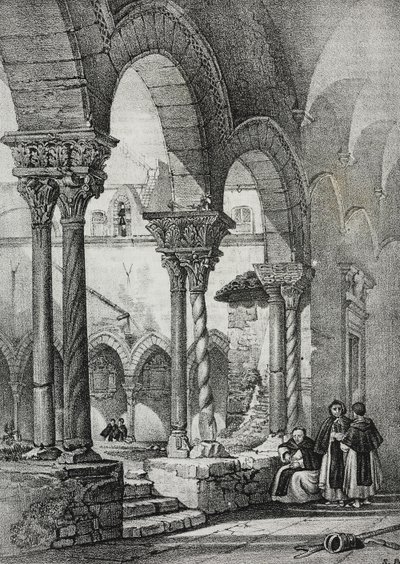 Klasztor kościoła św. Dominika, Palermo, litografia Salvatore Puglia z Poliorama Pittoresco, nr 11, 23 października autorstwa Salvatore Puglia