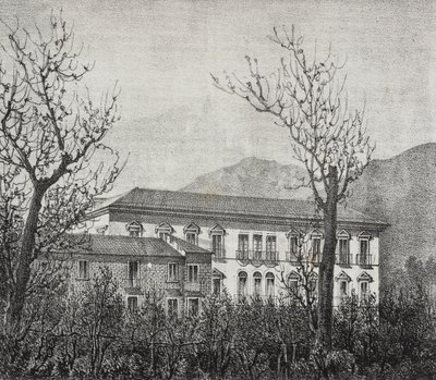 College of Avellino, Kampania, Włochy, litografia Salvatore Puglia z Poliorama Pittoresco, nr 2, 20 sierpnia autorstwa Salvatore Puglia