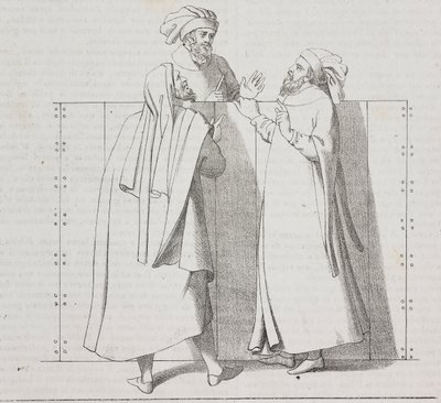 Rzemieślnicy florenccy z XVI wieku, Florencja, Toskania, Włochy, litografia Salvatore Puglia z Poliorama Pittoresco, nr 28, 15 lutego autorstwa Salvatore Puglia