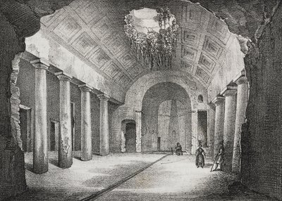 Hall na antiga vila do Príncipe de Caposele em Formia, Lazio, Itália, litografia de Salvatore Puglia de Poliorama Pittoresco, n 23, 11 de janeiro polonês autorstwa Salvatore Puglia