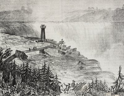 Wodospad Horseshoe, Ontario, Kanada, litografia Salvatore Puglia z Poliorama Pittoresco, nr 6, 17 września autorstwa Salvatore Puglia