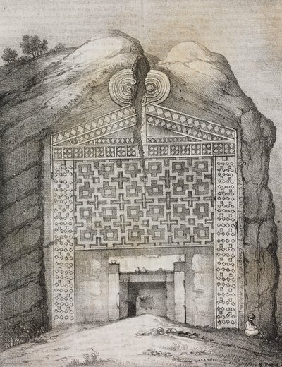 Grób Midasa, Midas Sehri, Turcja, litografia Salvatore Puglia z Poliorama Pittoresco, nr 41, 18 maja autorstwa Salvatore Puglia