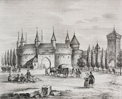 Brama Floriańska, Kraków, Polska, litografia Salvatore Puglia z Poliorama Pittoresco, n 22, 4 stycznia autorstwa Salvatore Puglia
