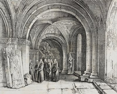 Podziemny kościół katedry w Bazylei, Szwajcaria, litografia Salvatore Puglia z Poliorama Pittoresco, nr 50, 22 lipca autorstwa Salvatore Puglia
