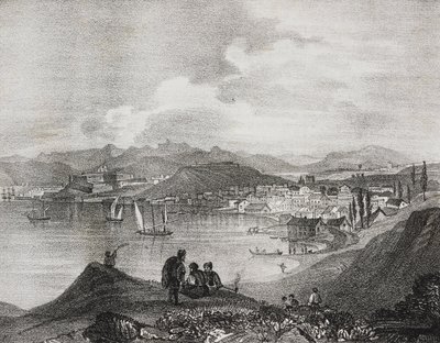 Widok Korfu z góry Oliveto, Wyspy Jońskie, Grecja, litografia Salvatore Puglia z Poliorama Pittoresco, nr 25, 25 stycznia autorstwa Salvatore Puglia
