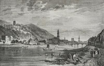 Widok Heidelbergu, Niemcy, litografia Salvatore Puglia z Poliorama Pittoresco, nr 28, 19 lutego autorstwa Salvatore Puglia