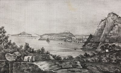 Widok Posillipo z tarasu prałata Di Pietro, Kampania, Włochy, litografia Salvatore Puglia z Poliorama Pittoresco, nr 32, 16 marca autorstwa Salvatore Puglia