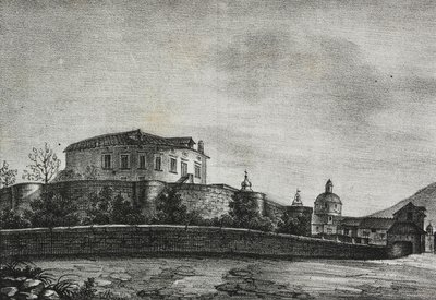 Widok zamku Acerra, Kampania, Włochy, litografia Salvatore Puglia z Poliorama Pittoresco, nr 30, 5 marca autorstwa Salvatore Puglia