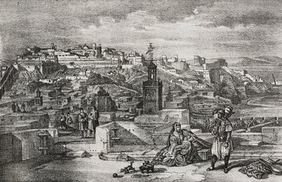 Widok cytadeli Tangeru w Maroku, litografia Salvatore Puglia z Poliorama Pittoresco, nr 26, 3 lutego autorstwa Salvatore Puglia